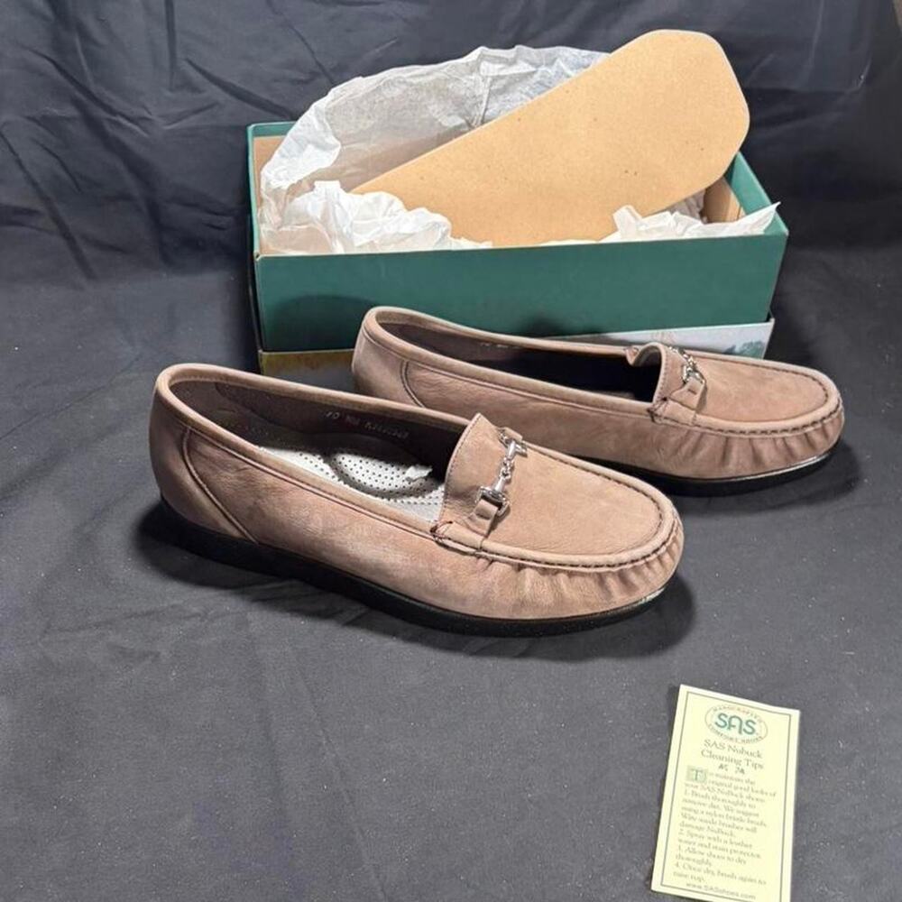🚨New SAS Women’s Metro Truffle Loafers Taupe Nubuck Leather Shoes Size 10 WW 👞